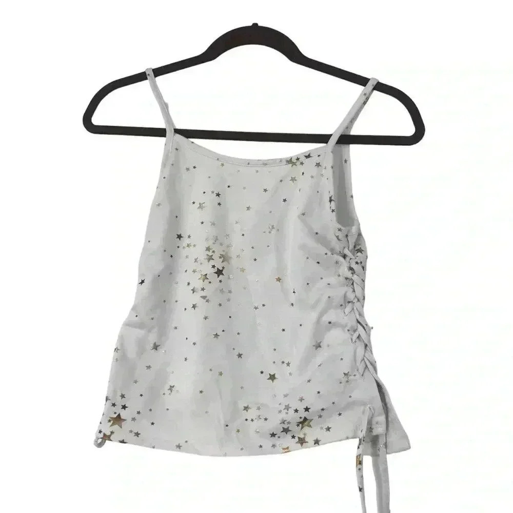 PINC SHIRT GIRLS XL PREMIUM WHITE GOLD SILVER STAR TANK TOP STYLE 22880K - Picture 12 of 13